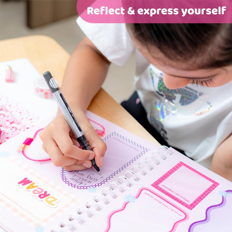 jackinthebox DIY Journal for Girls Ages 8-12  242 pcs  Scrapbook Kit  Tween Girls Gifts  Girls Journal Kit  Includes 10 Mental Health Exercises  Journaling Kit  Gifts for 8 9 10 11 12-Year-Old - Image 4